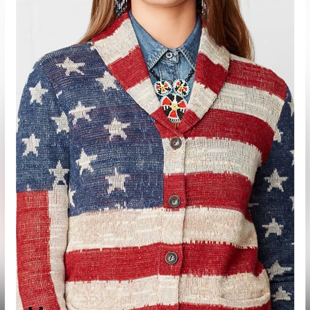 Ralph Lauren Denim & Supply American Flag Shawl Collar Cardigan Womens Large - Picture 9 of 9